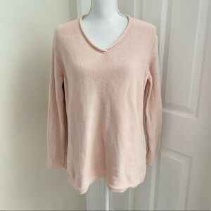 Vintage J. Crew Blush Pink V-neck Cotton Sweater Sz Med